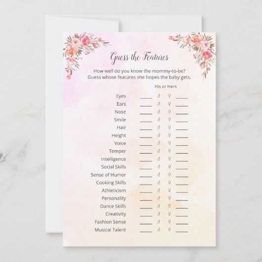 象の赤ちゃんシャワー機能ゲームカードを推測 招待状 (正面)