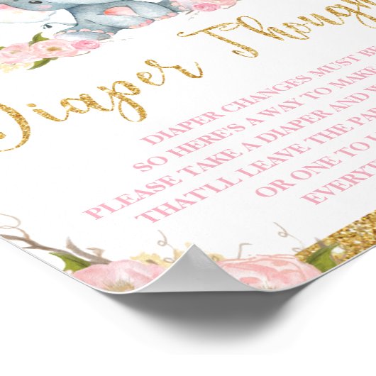 象の赤ちゃんシャワー活動おむつ思考 ポスター (角)