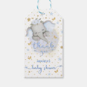 象の赤ちゃんシャワー青ありがとう ギフトタグ (正面)