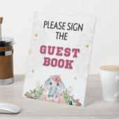 象の赤ちゃんシャワー 台座サイン (インサイチュ)