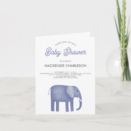 象の赤ちゃんシャワー 招待状 (正面)