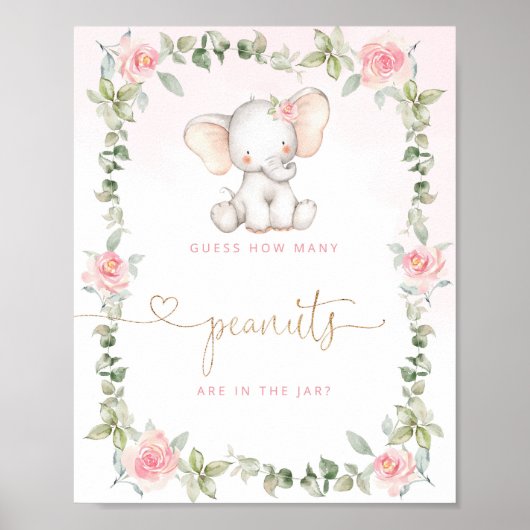 象の赤面ピンク何枚の落花生のポスターを推測 ポスター (正面)