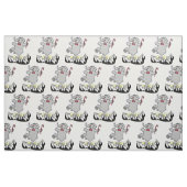 象の踊り任意の色の群衆 ファブリック (ファットクウォーター)