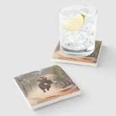 象の躍動が象の躍進を誘う「ジャンプ喜び」 ストーンコースター (横)