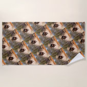 象の躍動が象の躍進を誘う「ジャンプ喜び」 ビーチタオル (正面)