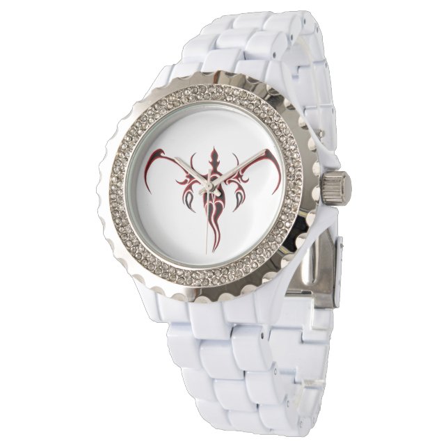 象の部族の入れ墨 – 赤と黒 腕時計 (アングル)