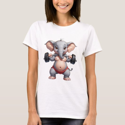 象の重さを持ち上げるボディビルダー象のジム Tシャツ (正面)