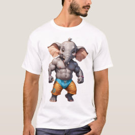 象の重さを持ち上げるボディビルダー象のジム Tシャツ