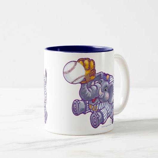 象の野球選手のマグカップ ツートーンマグカップ (正面右)