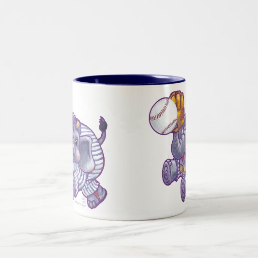 象の野球選手のマグカップ ツートーンマグカップ (中央)