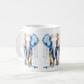 象の野生生物と自然の水色セット コーヒーマグカップ (正面左)