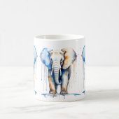 象の野生生物と自然の水色セット コーヒーマグカップ (中央)