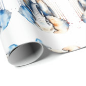 象の野生生物と自然の水色セット ラッピングペーパー (ロールコーナー)