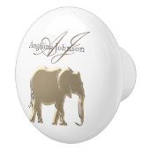 象の金ゴールドエレガントモノグラム名 セラミックノブ (右)