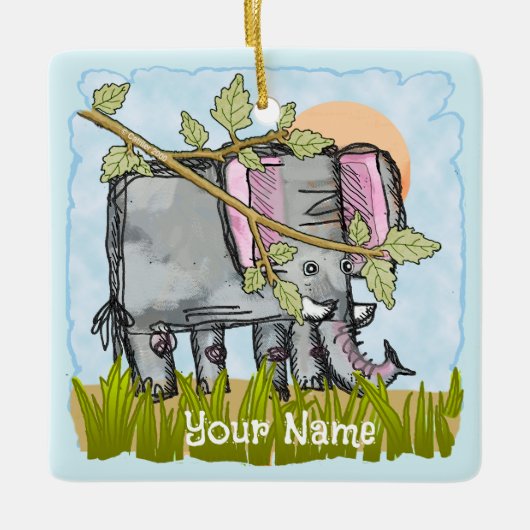 象の隠れ家 セラミックオーナメント (正面)