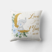 象の青いフローラ月と後ろにあなたを愛 クッション (裏面)