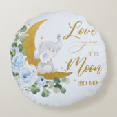 象の青いフローラ月と後ろにあなたを愛 ラウンドクッション (裏面)
