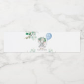 象の青い風船 |男の子のシャワー水 ペットボトルラベル (シングルラベル)