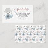 象の青かわいい少年のベビー エンクロージャーカード (正面/裏面)