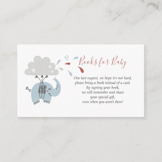 象の青かわいい少年のベビー エンクロージャーカード (正面)