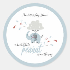 象の青かわいい少年の赤ちゃんシャワー ラウンドシール