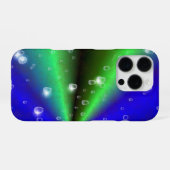 象の革レザーオプティックの青緑の虹 iPhoneケース (裏面横)