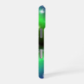 象の革レザーオプティックの青緑の虹 iPhoneケース (右側面)