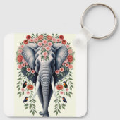 象の頭と花 キーホルダー (裏面)