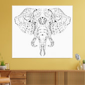 象の頭のドードルスケッチ6 キャンバスプリント (インサイチュ (リビング))