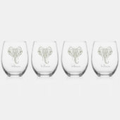 象の頭オリーブの緑をパーソナライズ ステムなしワイングラス (裏面)