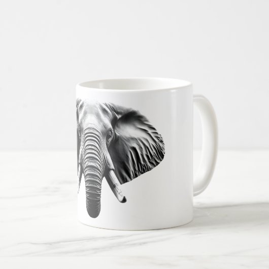 象の頭デザイン – 強インスパイア度 コーヒーマグカップ (正面右)