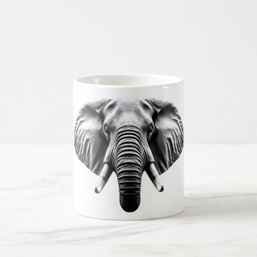 象の頭デザイン – 強インスパイア度 コーヒーマグカップ (中央)