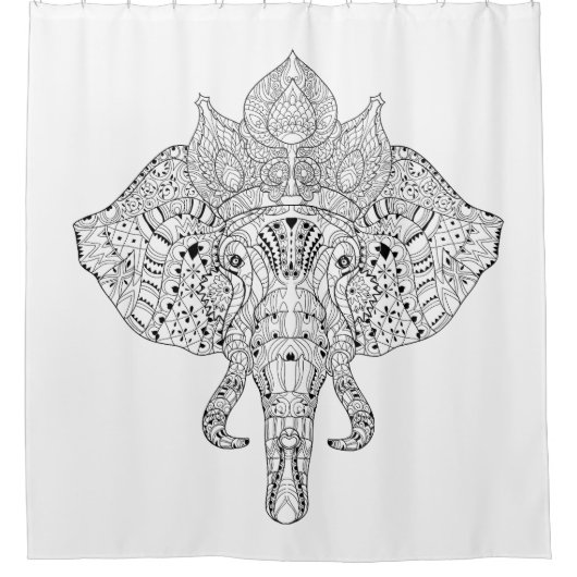 象の頭部によってインスパイア落書き シャワーカーテン (正面)