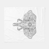 象の頭部の落書きのスケッチ フリースブランケット (正面(横))