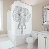 象の頭部の落書き2 シャワーカーテン (インサイチュ)