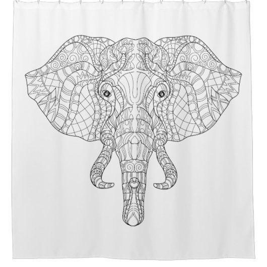 象の頭部の落書き2 シャワーカーテン (正面)