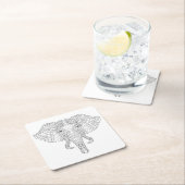 象の頭部の落書き2 スクエアペーパーコースター (インサイチュ)