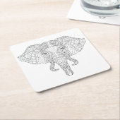 象の頭部の落書き2 スクエアペーパーコースター (アングル)