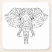 象の頭部の落書き2 スクエアペーパーコースター (正面)