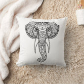 象の頭部の落書き クッション (ブランケット)