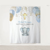 象の風船 水彩 洗礼 タペストリー (正面)