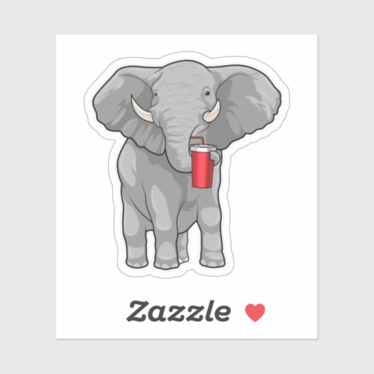 象の飲み物マグカップ シール (シート)