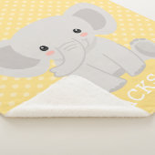 象の黄色い水玉模様のパーソナライズな男の子 シェルパブランケット (3/4)