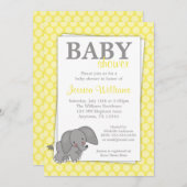 象の黄色い点のベビー男女兼用シャワー 招待状 (正面/裏面)