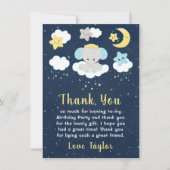 象の黄色と海軍の誕生日パーティー サンキューカード (正面)