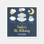 象の黄色と海軍の誕生日パーティー スタンダードカクテルナプキン (正面)