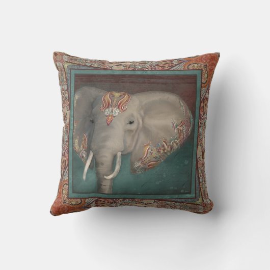 象のBohoのボヘミアの種族のペイズリーの芸術のボーダー クッション (裏面)