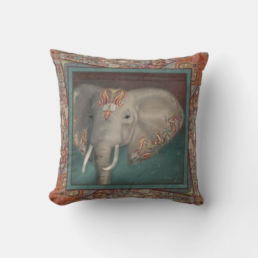 象のBohoのボヘミアの種族のペイズリーの芸術のボーダー クッション (正面)
