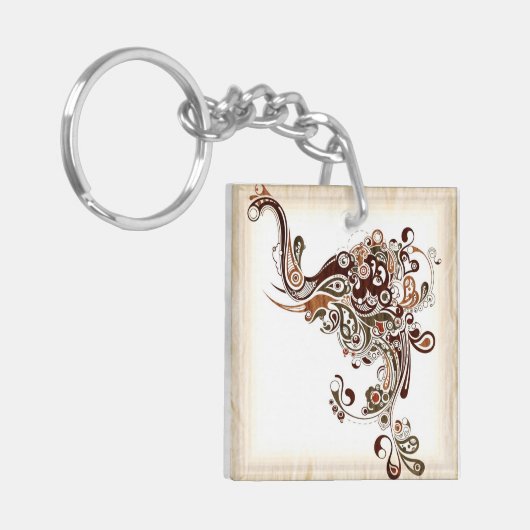 象のKeychainの抽象的な螺線形のアートワーク キーホルダー (正面左)