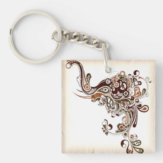 象のKeychainの抽象的な螺線形のアートワーク キーホルダー (正面)